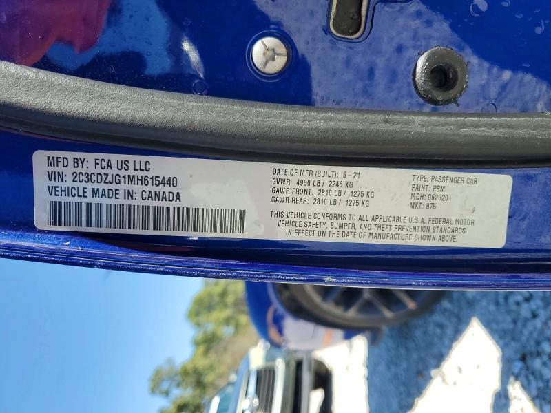 2021 Dodge Challenger მანქანა იყიდება აუქციონზე, vin: 2C3CDZJG1MH615440, აუქციონის ნომერი: 46039506
