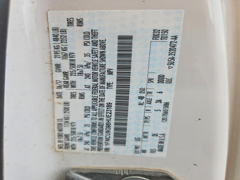 2017 Ford Escape მანქანა იყიდება აუქციონზე, vin: 1FMCU9G98HUE23189, აუქციონის ნომერი: 47458576