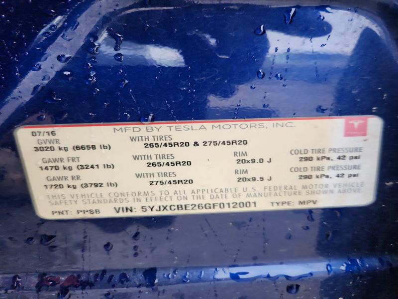 Продажа на аукционе авто 2016 Tesla Model X, vin: 5YJXCBE26GF012001, номер лота: 79662695