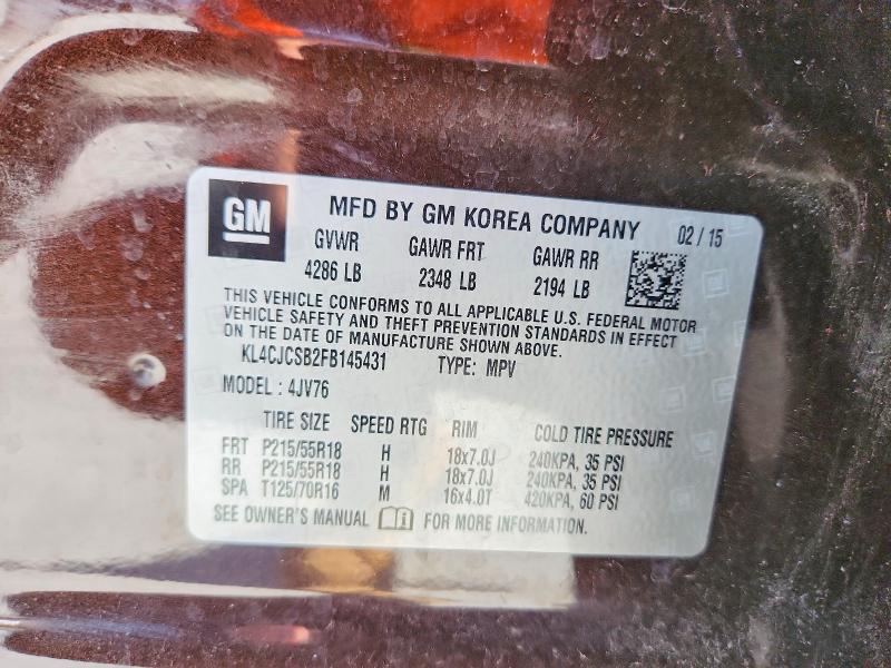 46119966 :رقم المزاد ، KL4CJCSB2FB145431 vin ، 2015 Buick Encore مزاد بيع