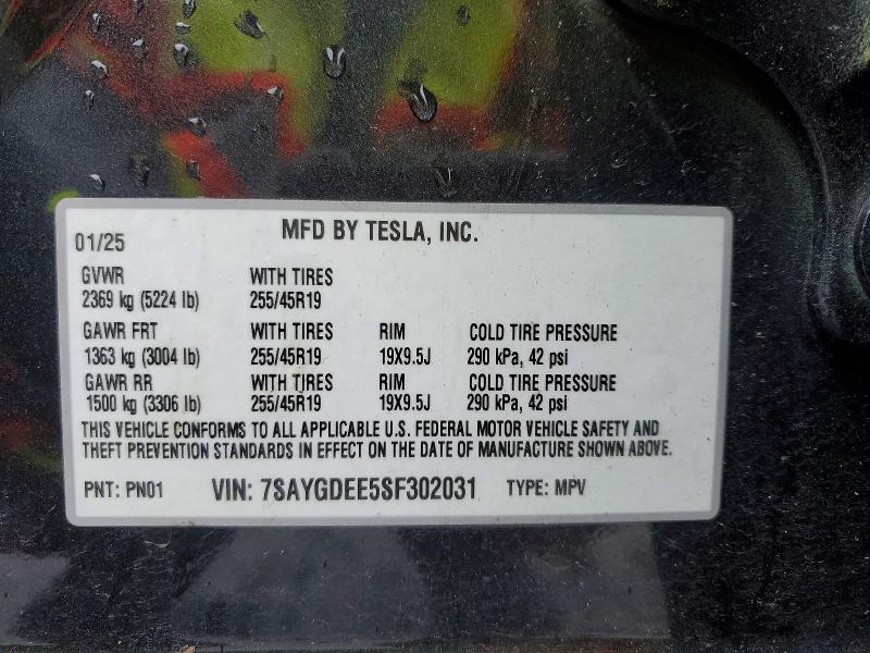 Продажа на аукционе авто 2025 Tesla Model Y, vin: 7SAYGDEE5SF302031, номер лота: 78906805