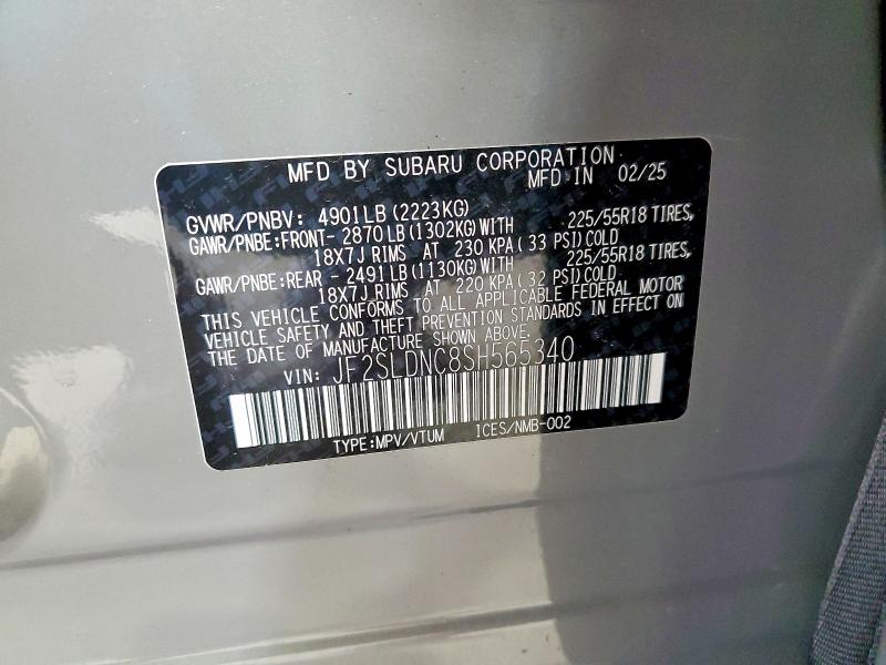 46438606 :رقم المزاد ، JF2SLDNC8SH565340 vin ، 2025 Subaru Forester مزاد بيع