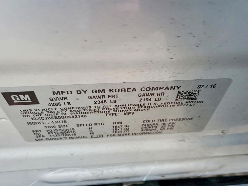 Aukcja sprzedaży 2016 Buick Encore, vin: KL4CJBSB0GB643140, numer aukcji: 47977756