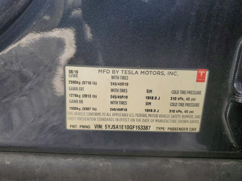 Продажа на аукционе авто 2016 Tesla Model S, vin: 5YJSA1E10GF153387, номер лота: 79656465