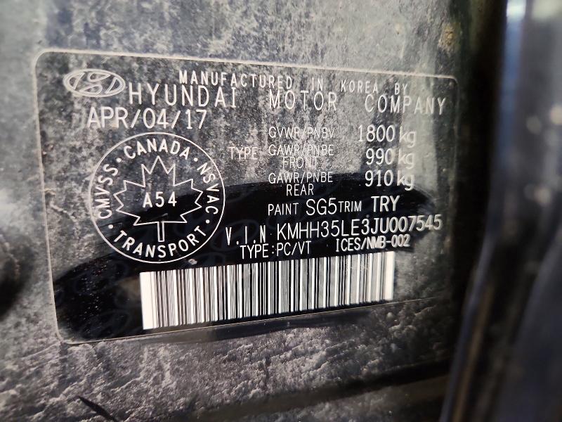 45794966 :رقم المزاد ، KMHH35LE3JU007545 vin ، 2018 Hyundai Elantra Gt مزاد بيع