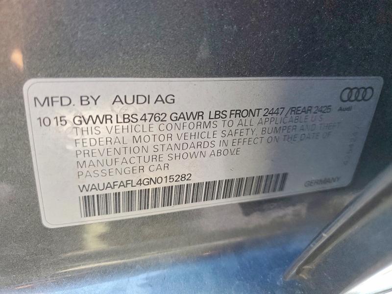 45941766 :رقم المزاد ، WAUAFAFL4GN015282 vin ، 2016 Audi A4 مزاد بيع