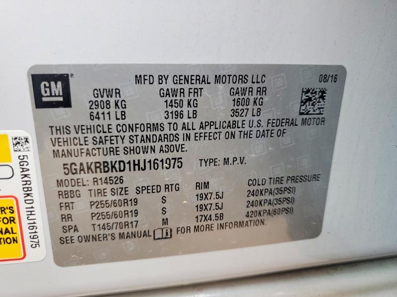 2017 Buick Enclave მანქანა იყიდება აუქციონზე, vin: 5GAKRBKD1HJ161975, აუქციონის ნომერი: 46561916