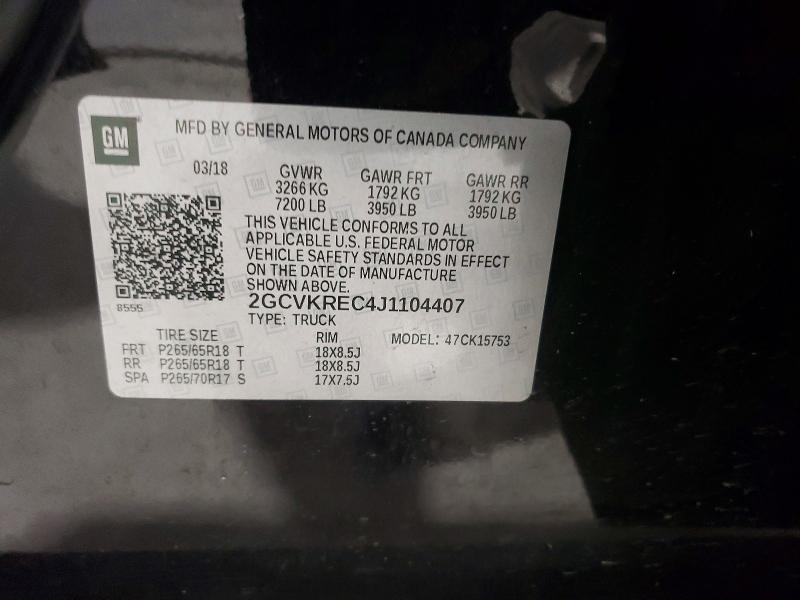 Продаж на аукціоні авто 2018 Chevrolet Silverado, vin: 2GCVKREC4J1104407, номер лоту: 45995536