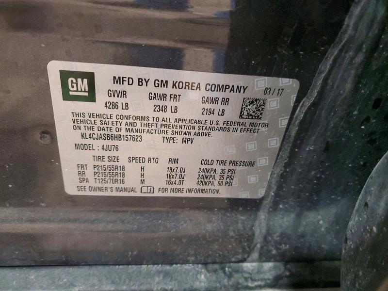 2017 Buick Encore მანქანა იყიდება აუქციონზე, vin: KL4CJASB6HB157623, აუქციონის ნომერი: 46457956