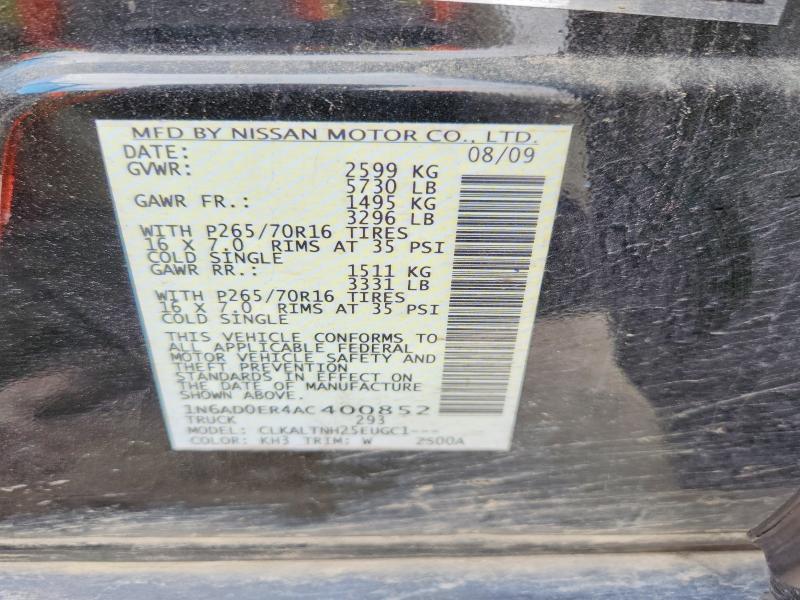 48209716 :رقم المزاد ، 1N6AD0ER4AC400852 vin ، 2010 Nissan Frontier مزاد بيع