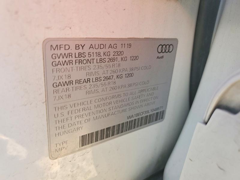2020 Audi Q3 მანქანა იყიდება აუქციონზე, vin: WA1BECF39L1048571, აუქციონის ნომერი: 46197366