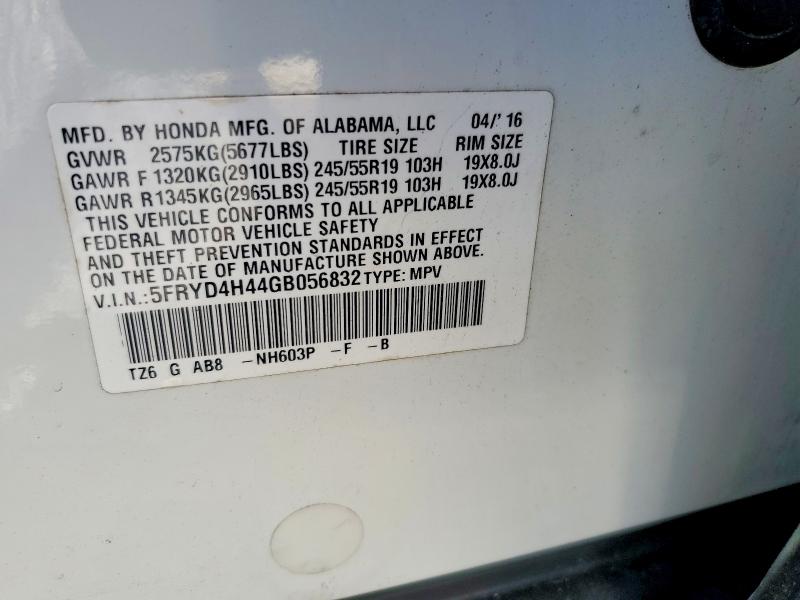 Aukcja sprzedaży 2016 Acura Mdx, vin: 5FRYD4H44GB056832, numer aukcji: 42023216