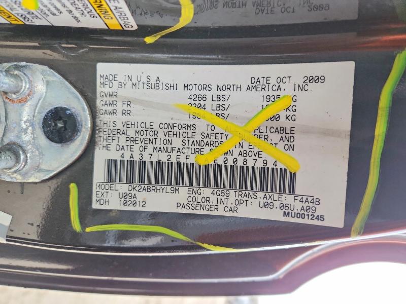 Продаж на аукціоні авто 2010 Mitsubishi Eclipse, vin: 4A37L2EF2AE008794, номер лоту: 42022776