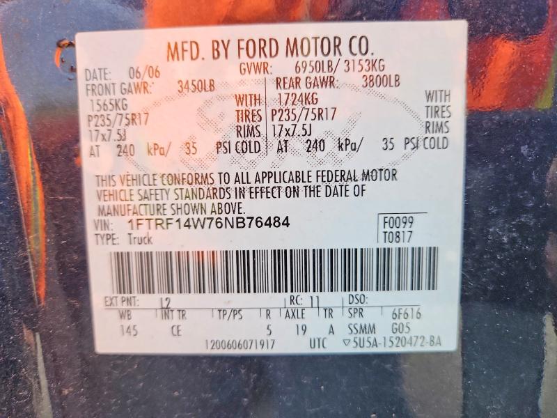 Продаж на аукціоні авто 2006 Ford F-150, vin: 1FTRF14W76NB76484, номер лоту: 46940646