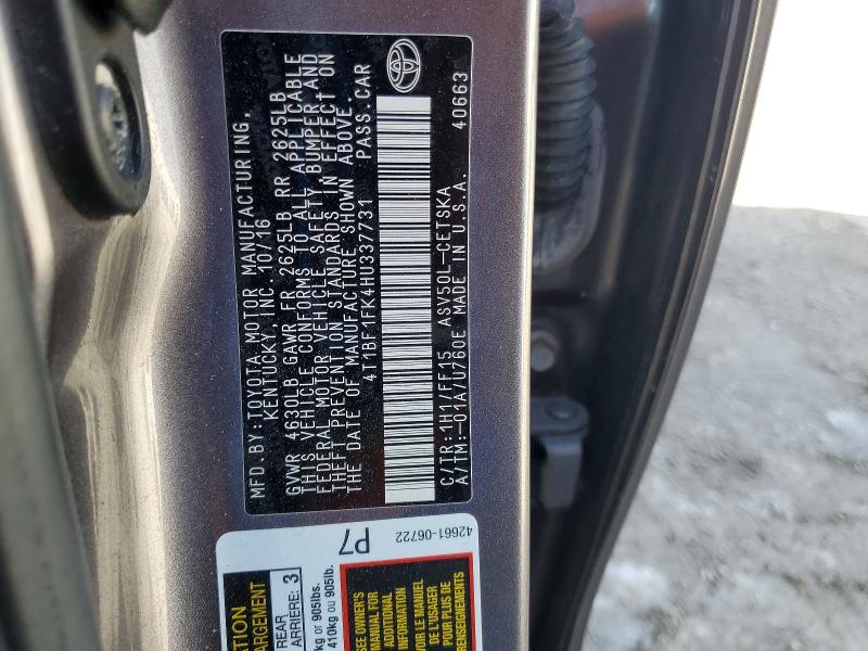 Aukcja sprzedaży 2017 Toyota Camry, vin: 4T1BF1FK4HU337731, numer aukcji: 48284596