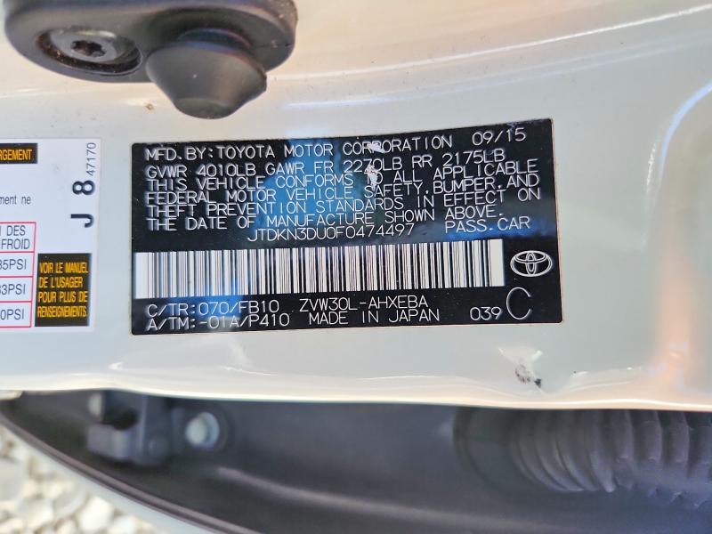2015 Toyota Prius მანქანა იყიდება აუქციონზე, vin: JTDKN3DU0F0474497, აუქციონის ნომერი: 46068576