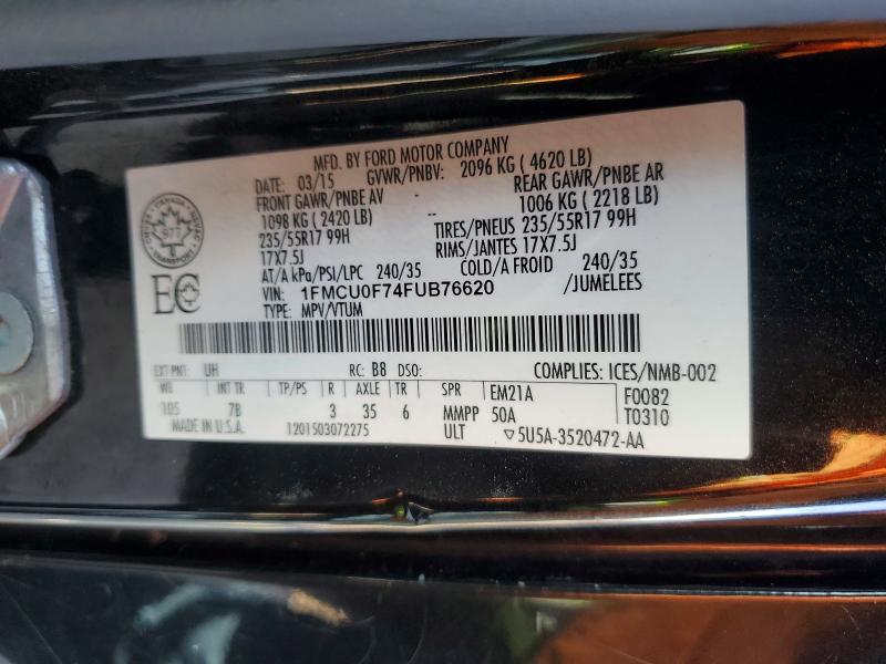 Aukcja sprzedaży 2015 Ford Escape, vin: 1FMCU0F74FUB76620, numer aukcji: 46664346