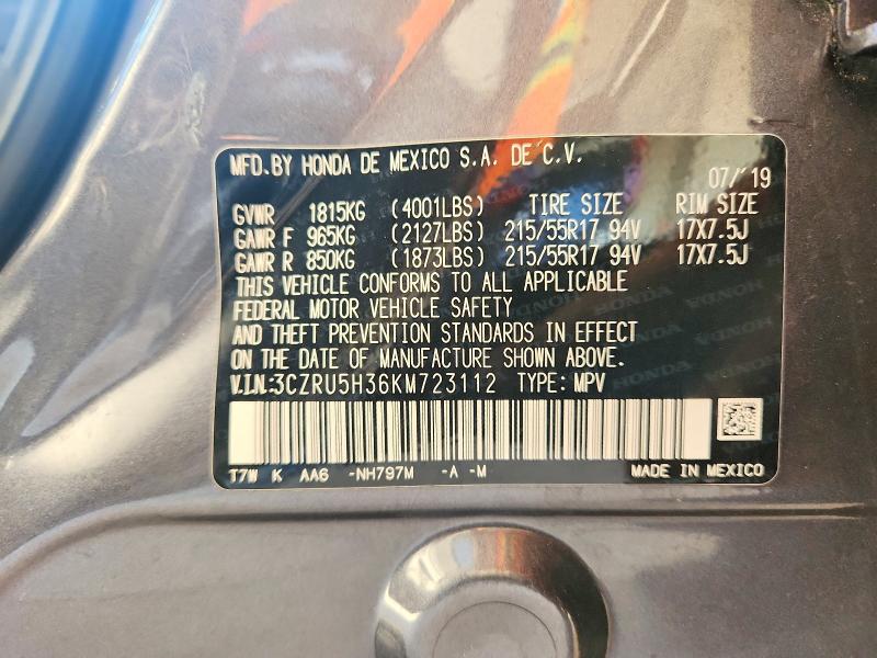 Auction sale of the 2019 Honda Hr-v, vin: 3CZRU5H36KM723112, lot number: 46654066
