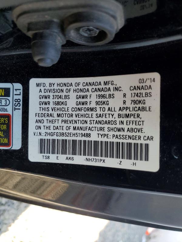 Продажа на аукционе авто 2014 Honda Civic, vin: 2HGFG3B52EH519488, номер лота: 47606506