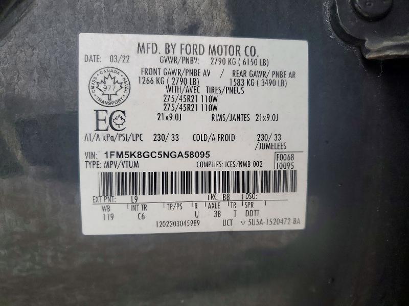 Aukcja sprzedaży 2022 Ford Explorer, vin: 1FM5K8GC5NGA58095, numer aukcji: 79708365