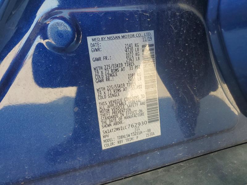 2020 Nissan Rogue მანქანა იყიდება აუქციონზე, vin: 5N1AT2MV1LC762930, აუქციონის ნომერი: 47723876