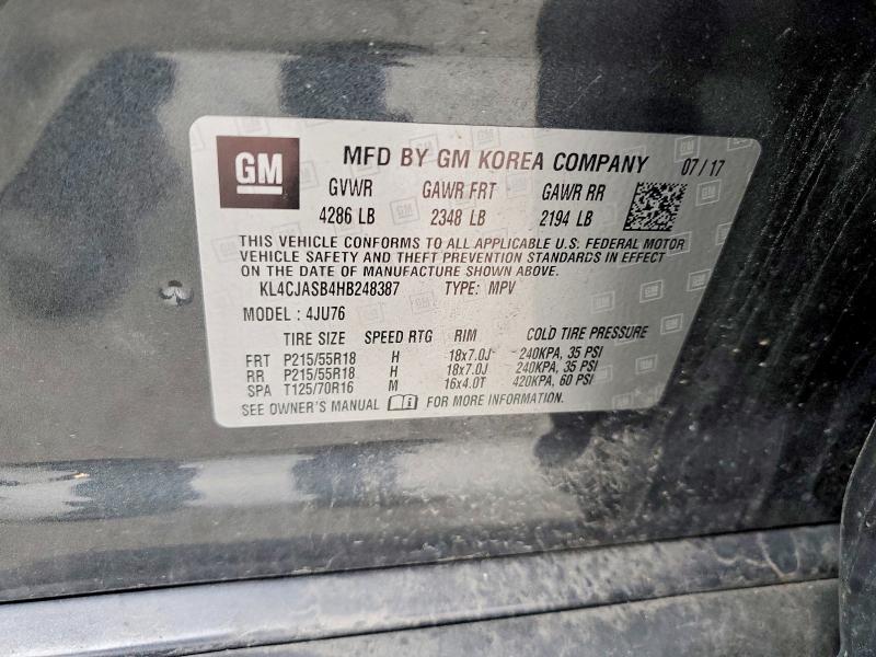 Aukcja sprzedaży 2017 Buick Encore, vin: KL4CJASB4HB248387, numer aukcji: 48001586