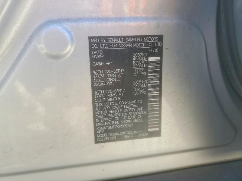 79037285 :رقم المزاد ، KNMAT2MT7KP509797 vin ، 2019 Nissan Rogue مزاد بيع