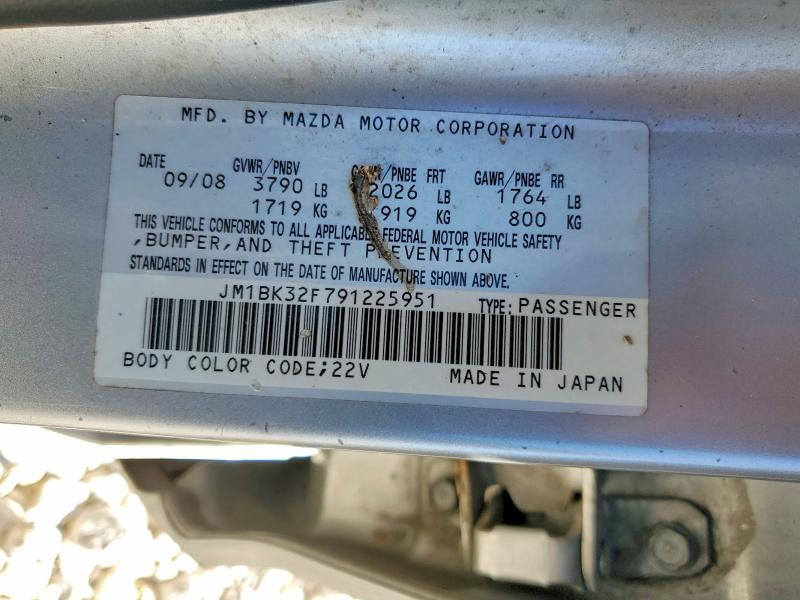 Продаж на аукціоні авто 2009 Mazda 3, vin: JM1BK32F791225951, номер лоту: 46757726