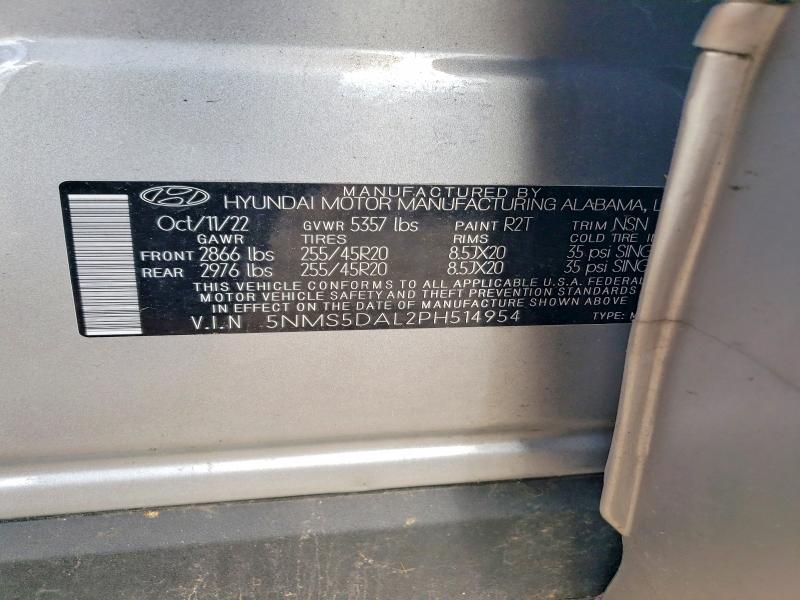 2023 Hyundai Santa Fe მანქანა იყიდება აუქციონზე, vin: 5NMS5DAL2PH514954, აუქციონის ნომერი: 48046556