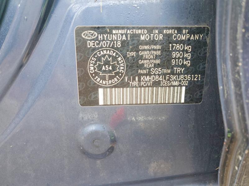 Aukcja sprzedaży 2019 Hyundai Elantra, vin: KMHD84LF3KU836121, numer aukcji: 79965265