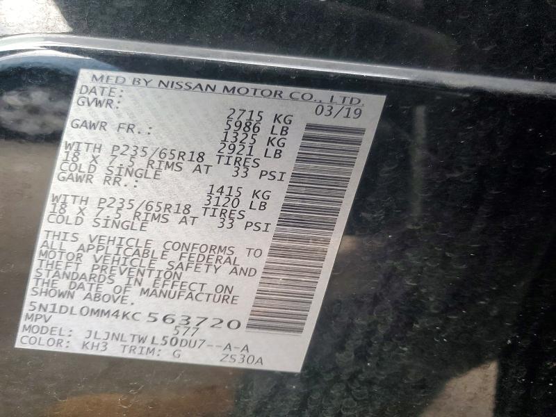 Aukcja sprzedaży 2019 Infiniti Qx60, vin: 5N1DL0MM4KC563720, numer aukcji: 79583725