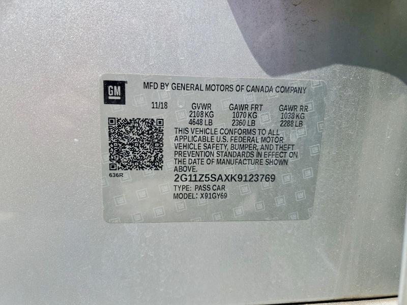 47891466 :رقم المزاد ، 2G11Z5SAXK9123769 vin ، 2019 Chevrolet Impala مزاد بيع