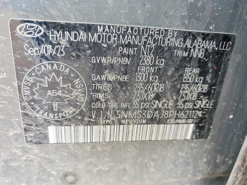 Продаж на аукціоні авто 2023 Hyundai Santa Fe, vin: 5NMS3DAJ8PH621124, номер лоту: 41834816