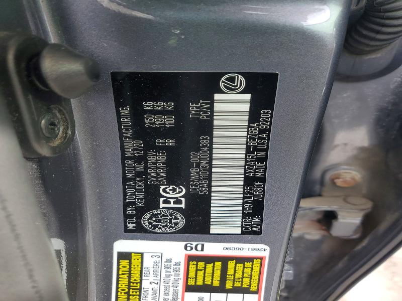 Aukcja sprzedaży 2021 Lexus Es 250, vin: 58AB11D13MU004383, numer aukcji: 76610935