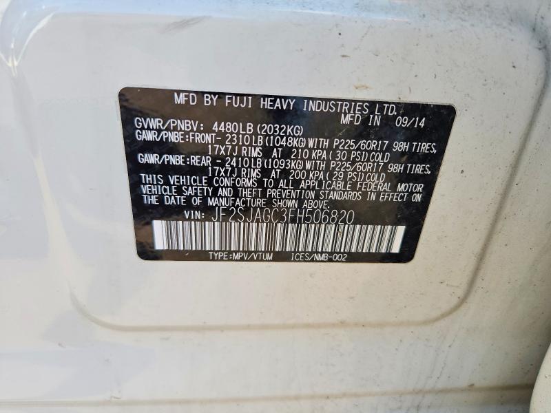 Продажа на аукционе авто 2015 Subaru Forester, vin: JF2SJAGC3FH506820, номер лота: 41604666