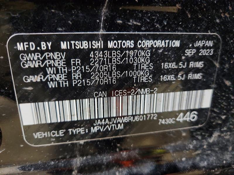 41787566 :رقم المزاد ، JA4AJVAW8RU601772 vin ، 2024 Mitsubishi Rvr مزاد بيع