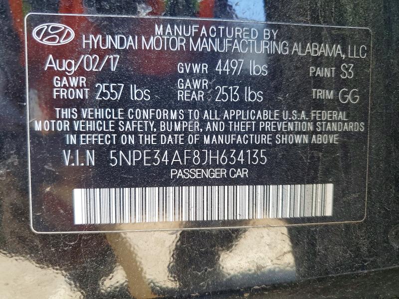 46543226 :رقم المزاد ، 5NPE34AF8JH634135 vin ، 2018 Hyundai Sonata مزاد بيع
