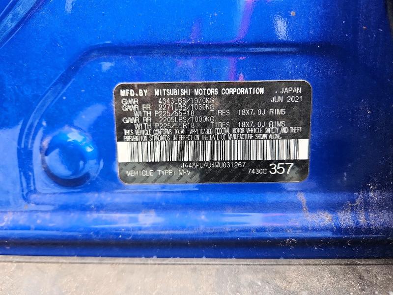 Продаж на аукціоні авто 2021 Mitsubishi Outlander Sport, vin: JA4APUAU4MU031267, номер лоту: 46565386
