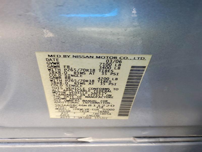 Aukcja sprzedaży 2006 Infiniti Qx56, vin: 5N3AA08C46N811220, numer aukcji: 78824515