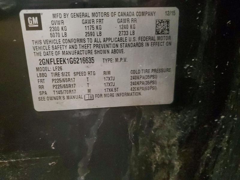 Продажа на аукционе авто 2016 Chevrolet Equinox, vin: 2GNFLEEK1G6216635, номер лота: 42057846