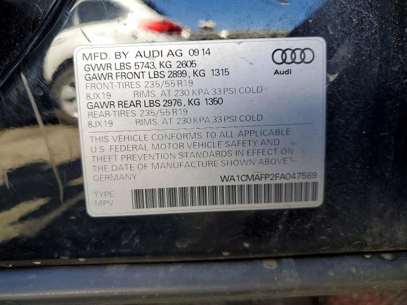 2015 Audi Q5 მანქანა იყიდება აუქციონზე, vin: WA1CMAFP2FA047569, აუქციონის ნომერი: 46433066