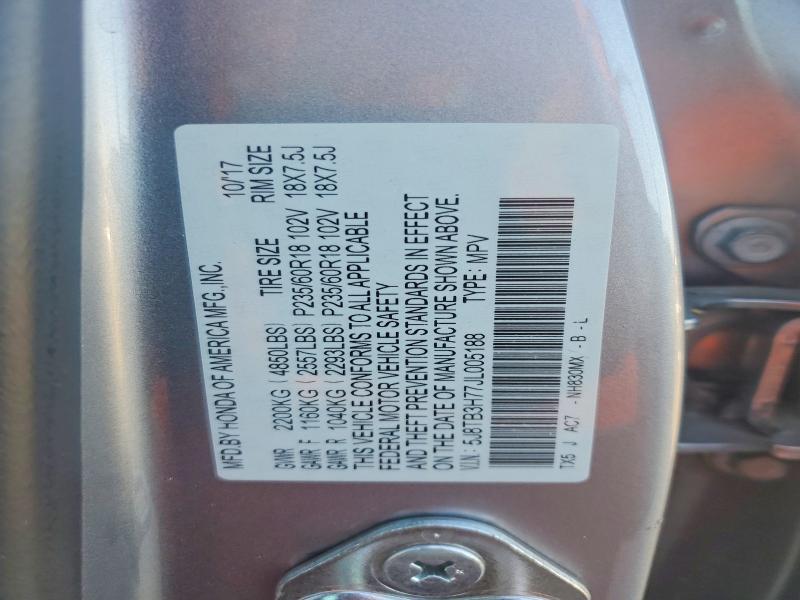 47057536 :رقم المزاد ، 5J8TB3H77JL005188 vin ، 2018 Acura Rdx مزاد بيع
