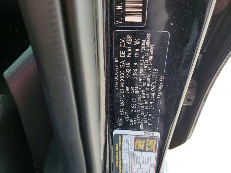 Aukcja sprzedaży 2021 Kia Forte, vin: 3KPF34ADXME331319, numer aukcji: 47184356