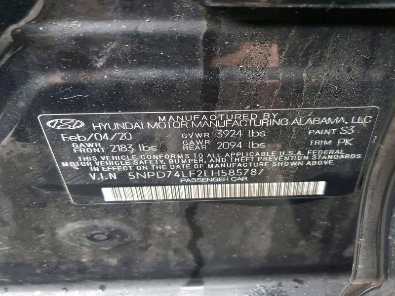 Продажа на аукционе авто 2020 Hyundai Elantra, vin: 5NPD74LF2LH585787, номер лота: 79708755