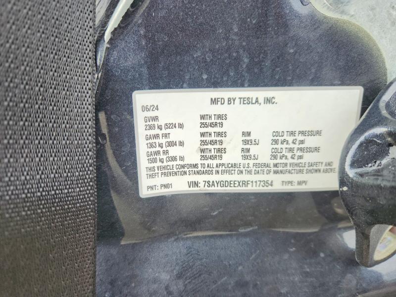 Продаж на аукціоні авто 2024 Tesla Model Y, vin: 7SAYGDEEXRF117354, номер лоту: 46136986
