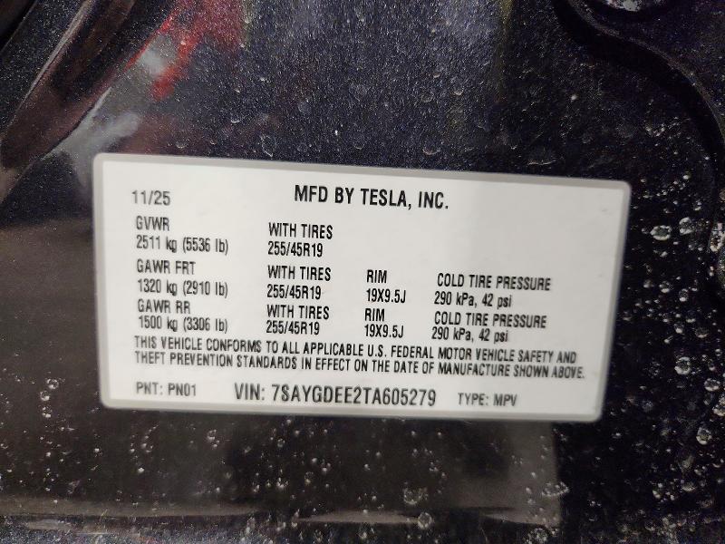 2026 Tesla Model Y მანქანა იყიდება აუქციონზე, vin: 7SAYGDEE2TA605279, აუქციონის ნომერი: 48092176