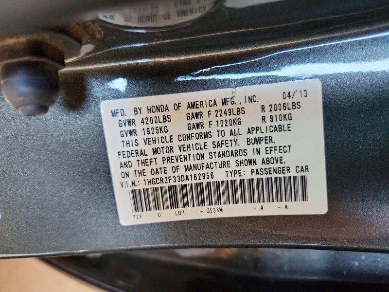 2013 Honda Accord მანქანა იყიდება აუქციონზე, vin: 1HGCR2F33DA182956, აუქციონის ნომერი: 45860916