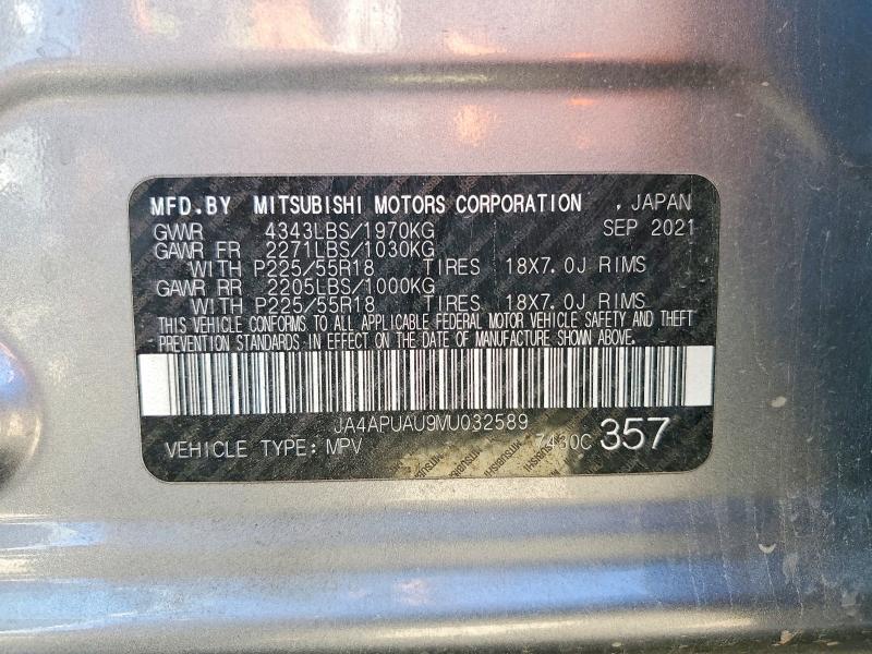 46106346 :رقم المزاد ، JA4APUAU9MU032589 vin ، 2021 Mitsubishi Outlander Sport مزاد بيع