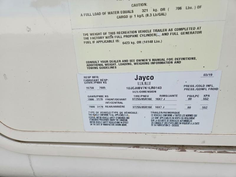 Продажа на аукционе авто 2019 Jayco North Poin, vin: 1UJCJ0BV7K1LR0143, номер лота: 79888795