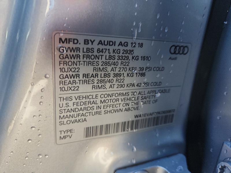 Aukcja sprzedaży 2019 Audi Q8, vin: WA1EVAF18KD020872, numer aukcji: 45749616